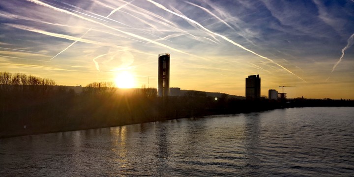 Rhine in Bonn at Sunset