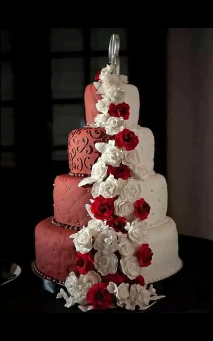 Red and white cake
