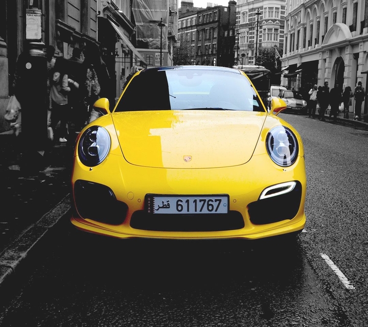 small car in a big city