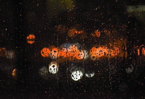 Rain, drops on the glass