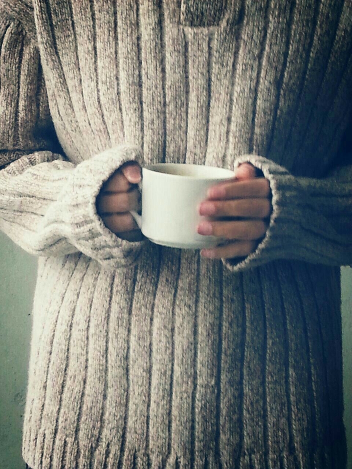 A hot cup of tea on a cold day