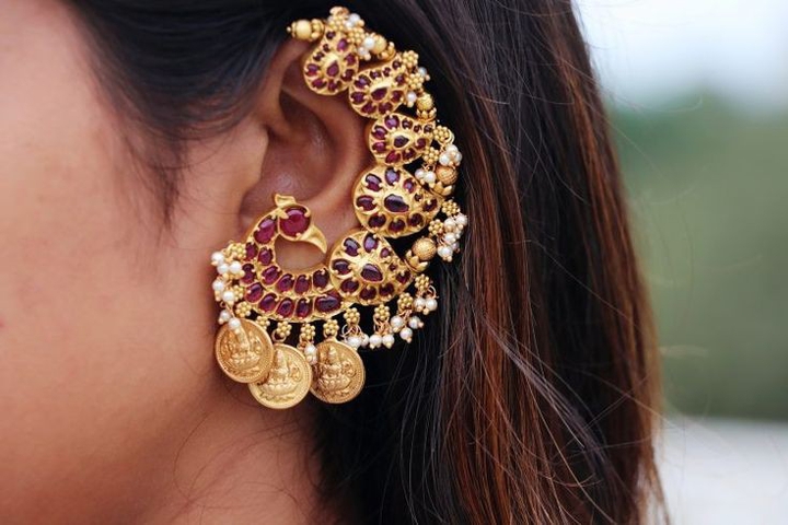 Indian Gold Peacock Earcuff