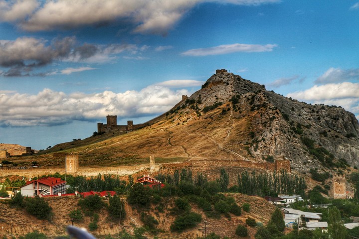 old castle and mountains