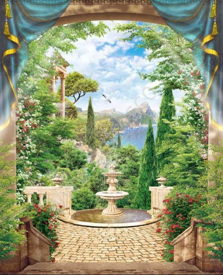 Fountain & garden
