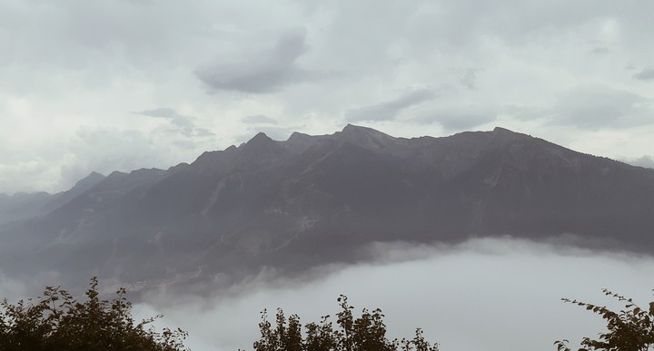 foggy mountain chain