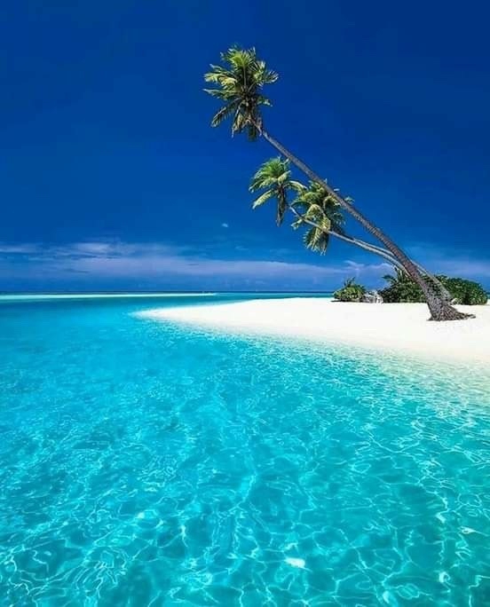 white sand atoll & turquoise water