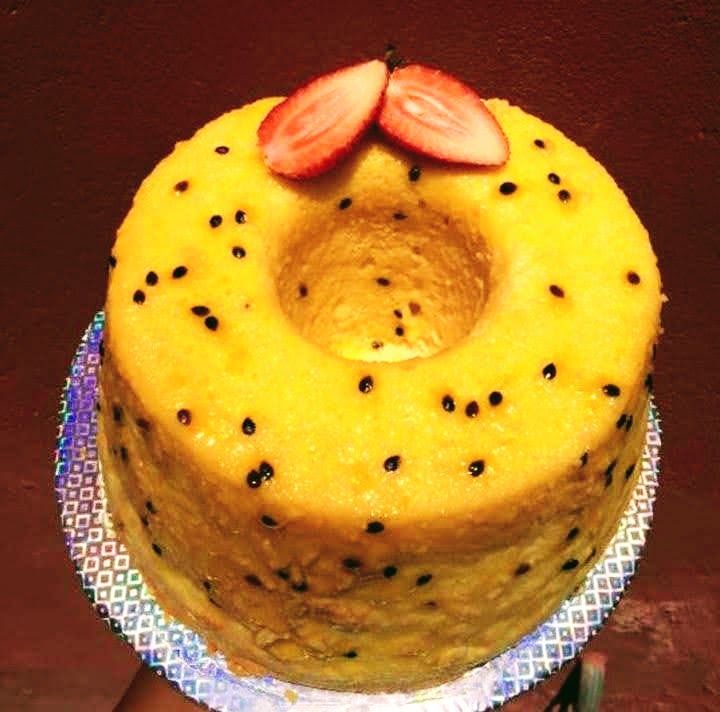 sweet passion fruit cake with strawberry...