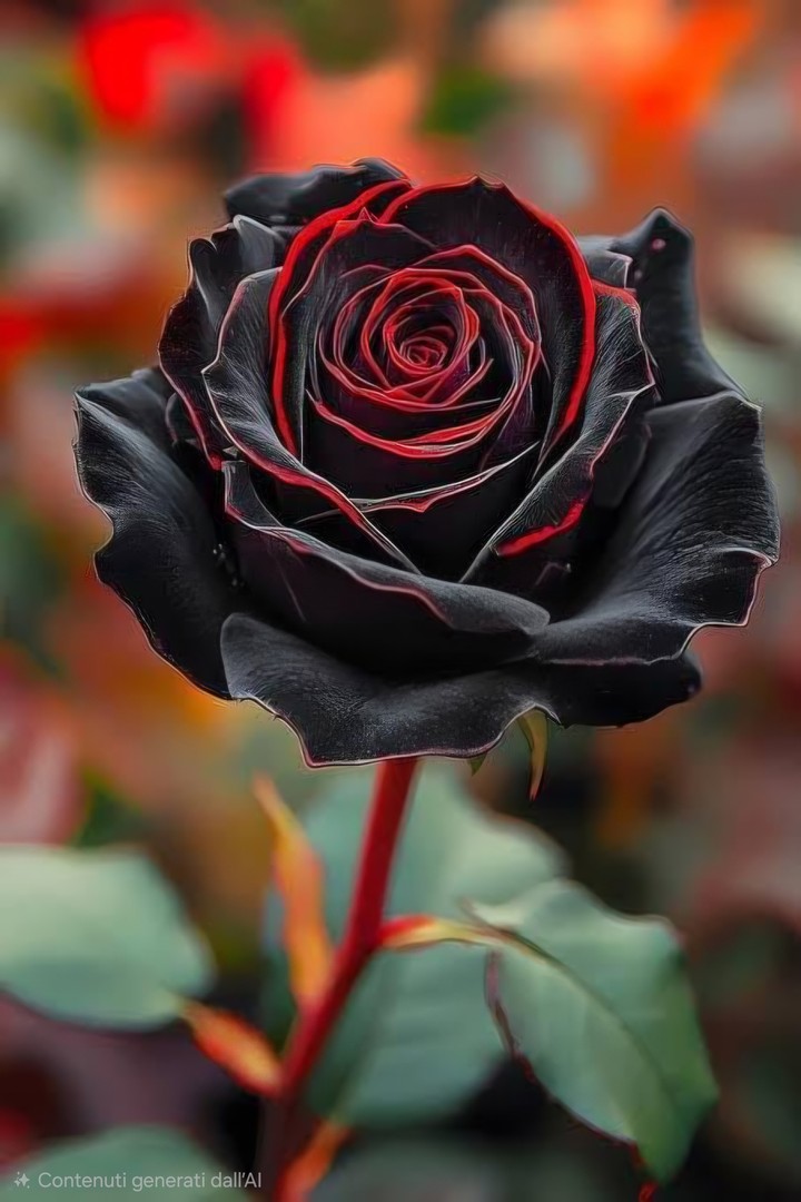 BLACK ROSE WITH RED