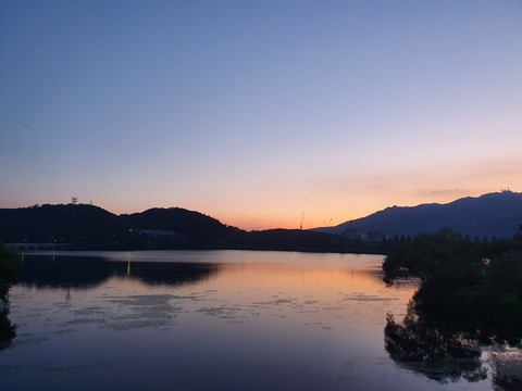 Lake in the amusement park.
