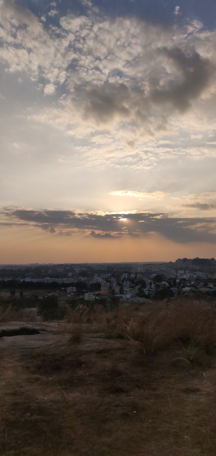 sunset in city