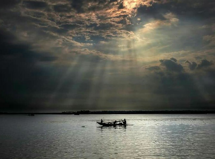 Boat On River With Beautiful Brightest Sky