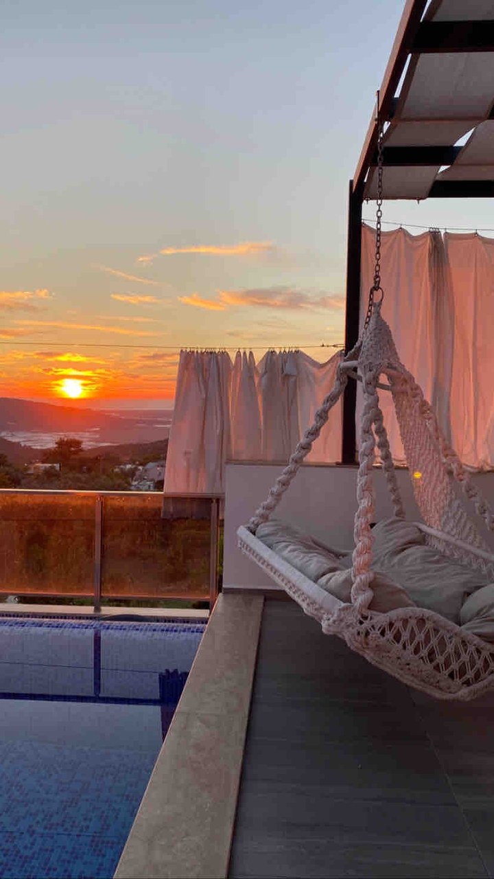pool and sunset