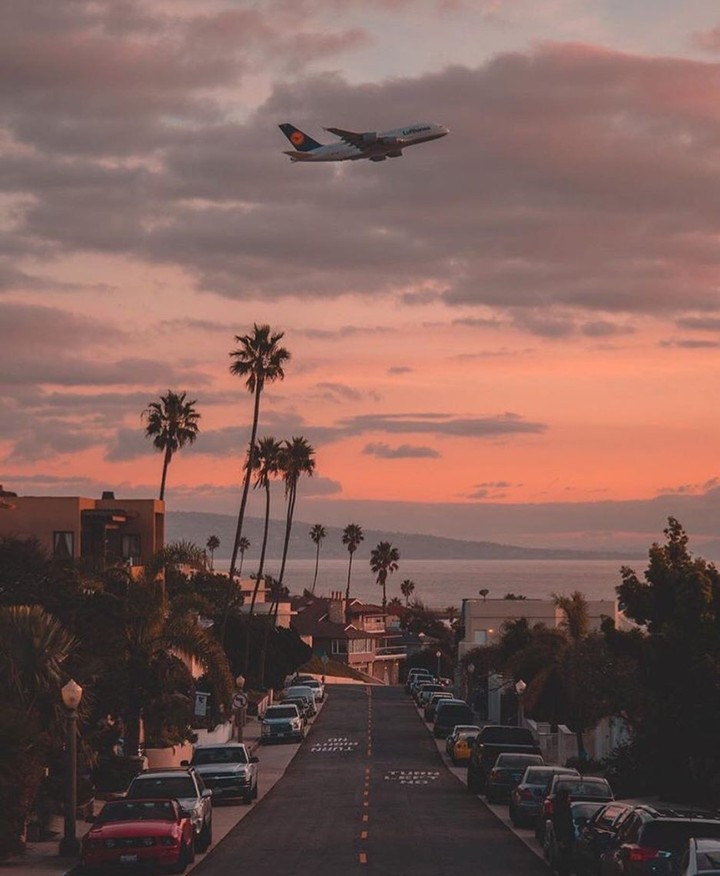 LA sunset take off