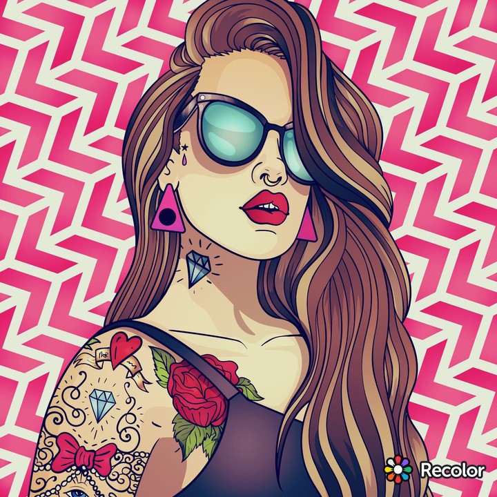 chick with tats coloring