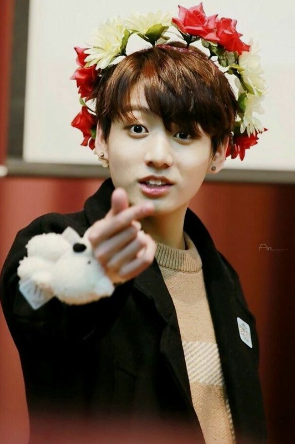 Jungkook with flowers