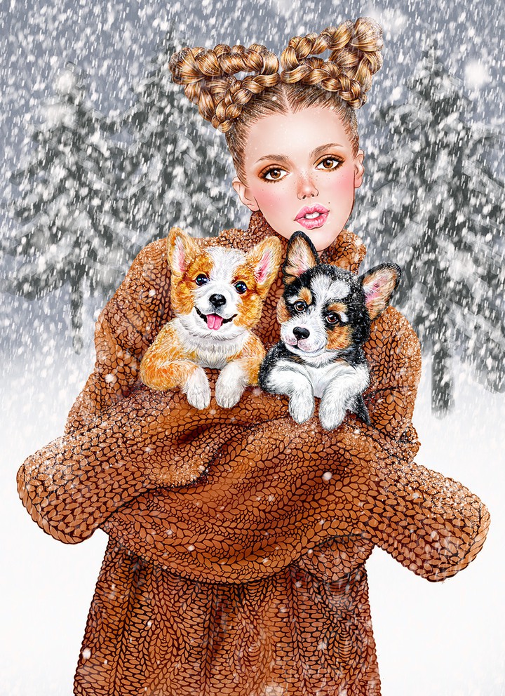 girl & puppy
