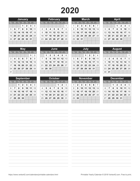 Printable Yearly Calendar | black |