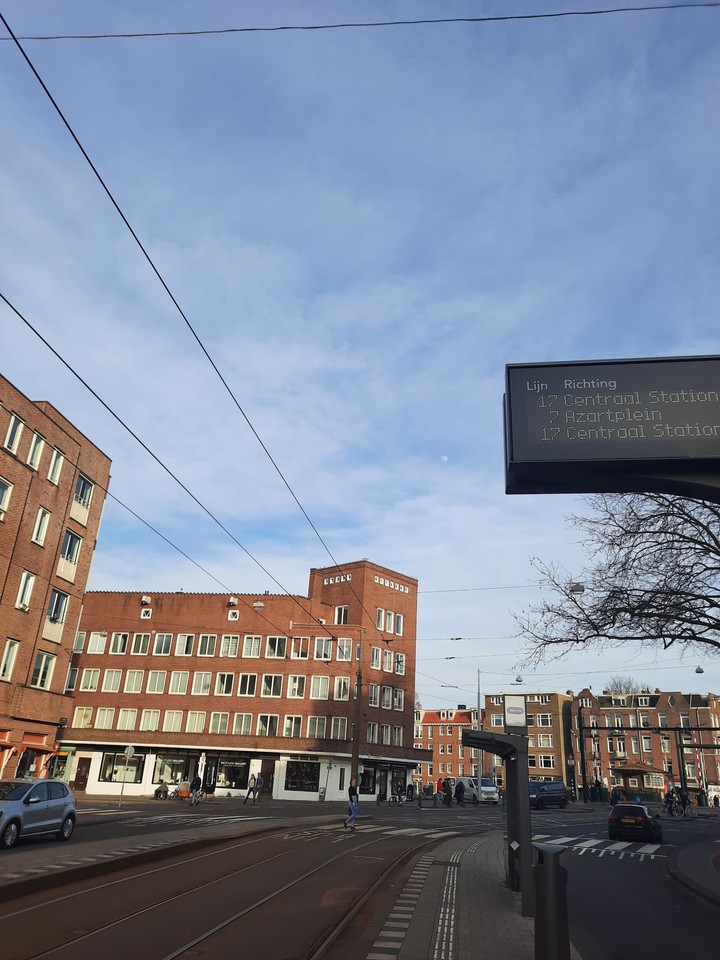 waiting for the tram