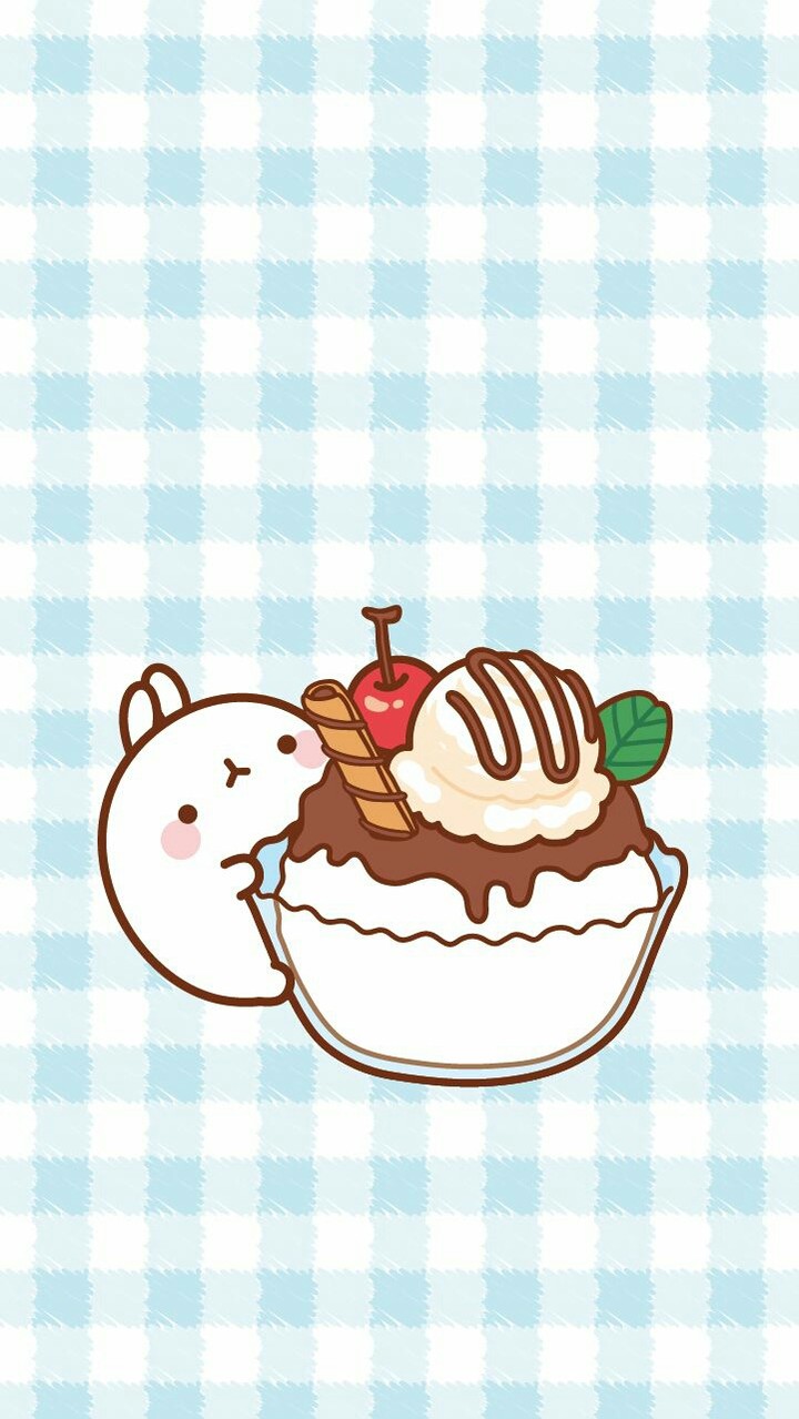 cute rabbit with blue ice cream
