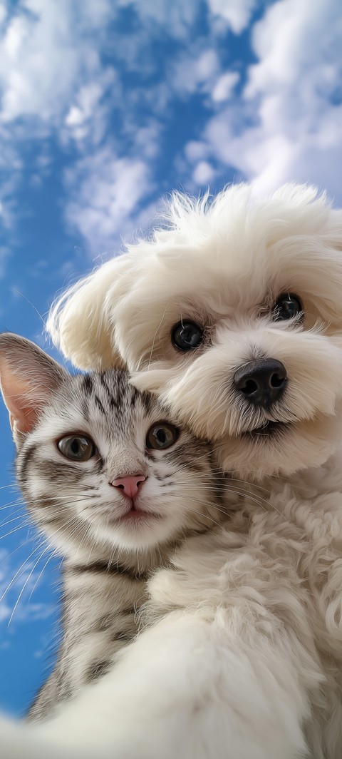puppy, cat Hintergrundbilder