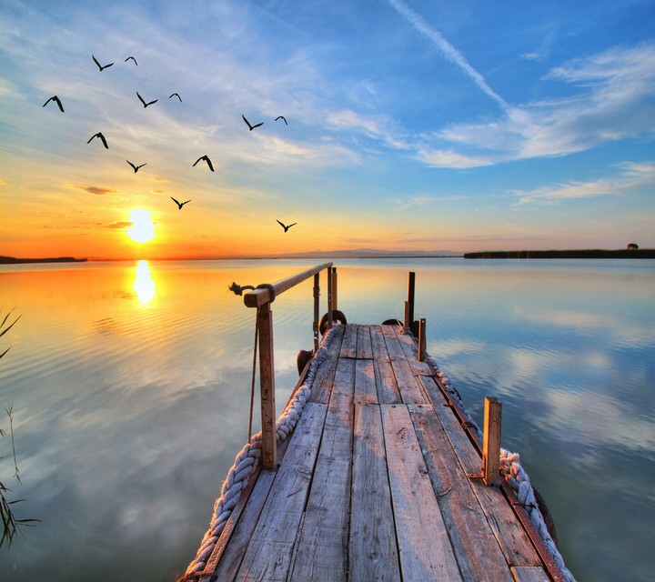 sea, sunset,
