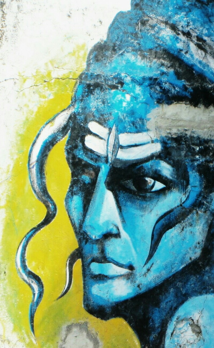 Lord Shiva graffiti on the wall.GOA, India