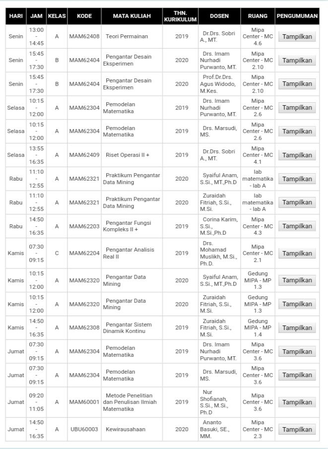 JADWAL GANJIL 2021