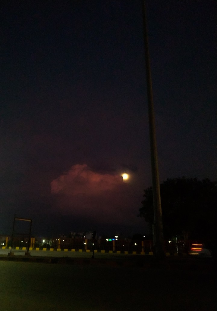 Moon and clouds and roads.