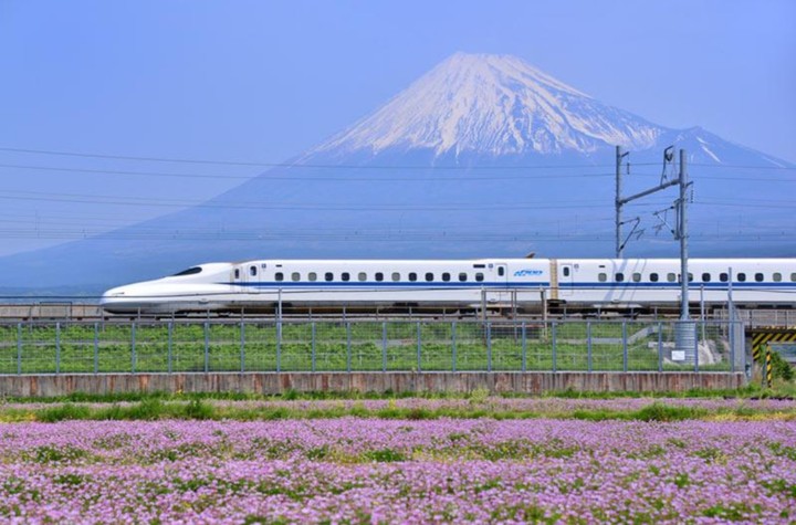 Mt Fuji and the shinkansen bullet train