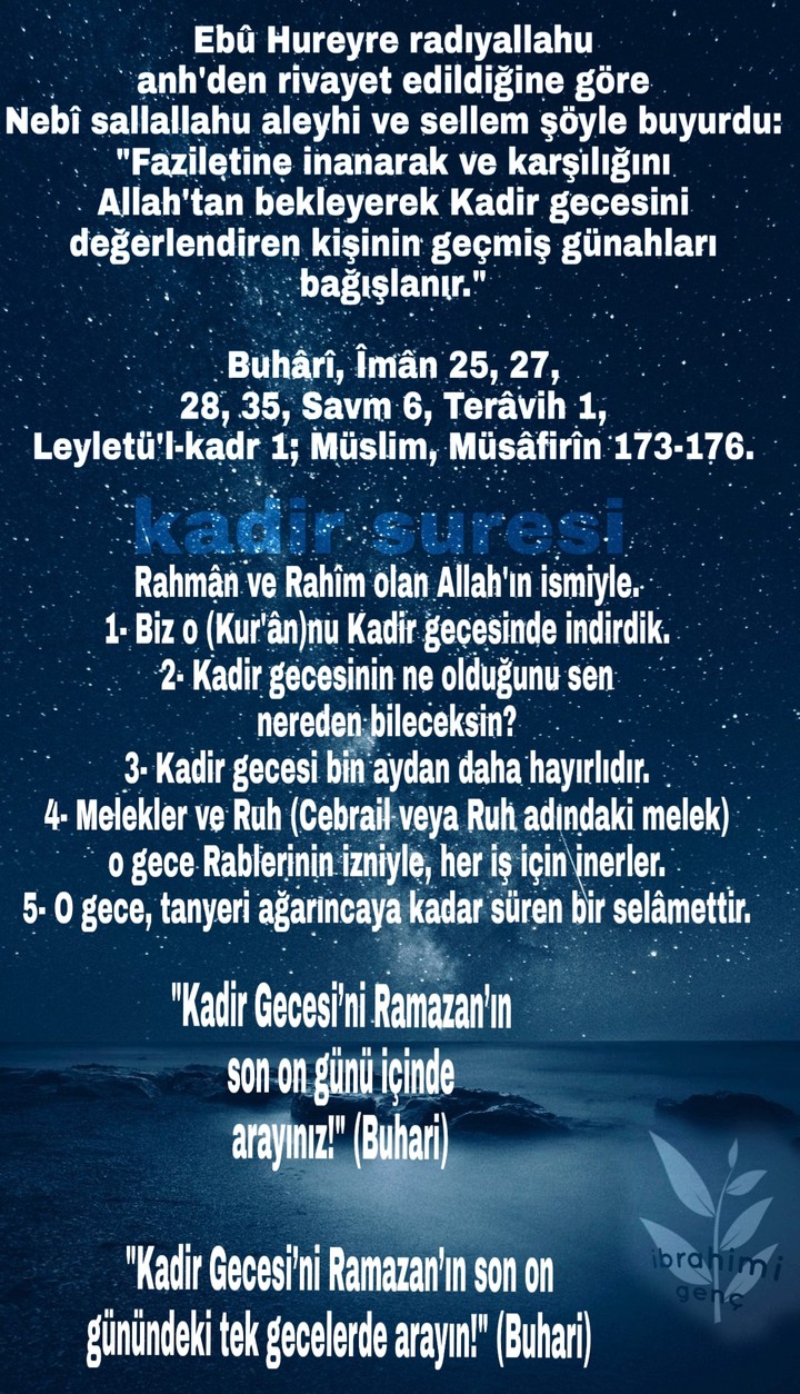 kadir gecesi(kadir suresi ve hadis)