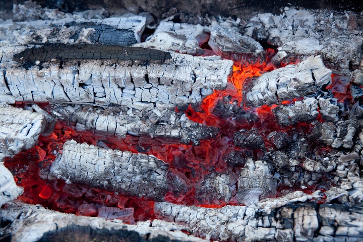 a smoldering piece of wood
