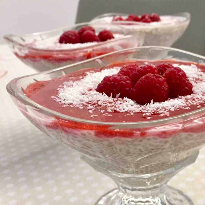 Chia pudding with raspberries