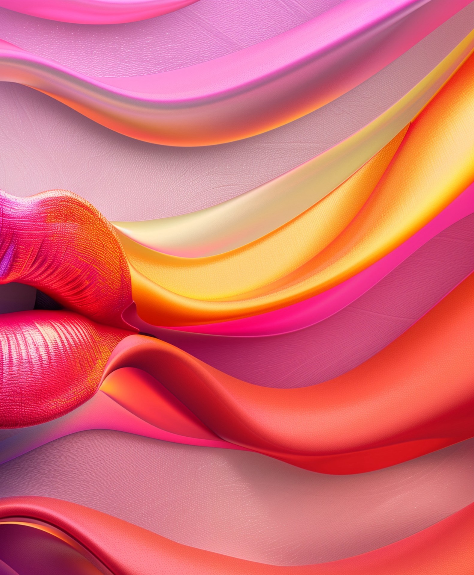 lips emerging through liquid glossy texture wallpaper background