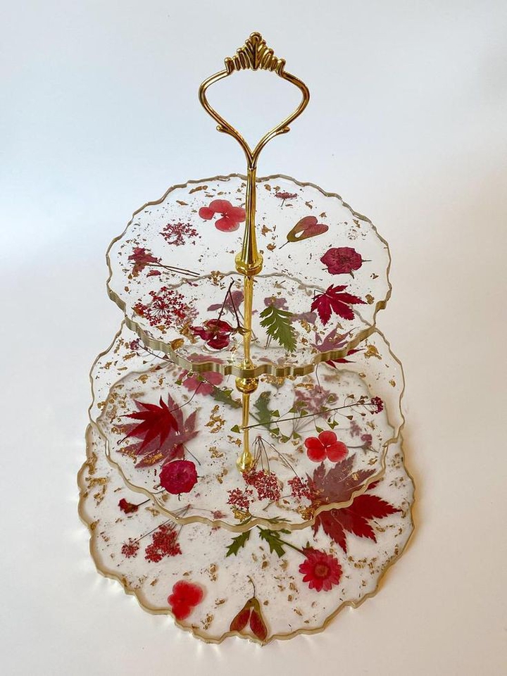 3-Tier Floral Resin Tray