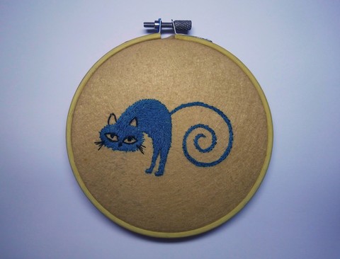 Hand Embroidery Cat