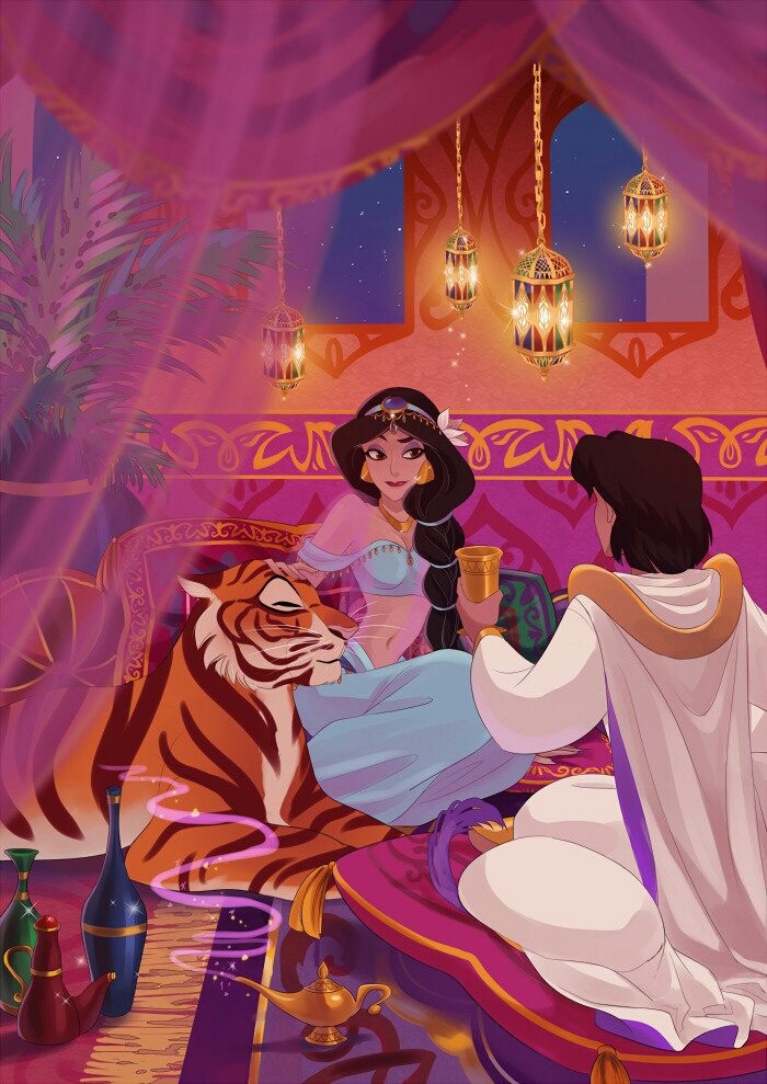 Jasmine, Aladdin and Rajah