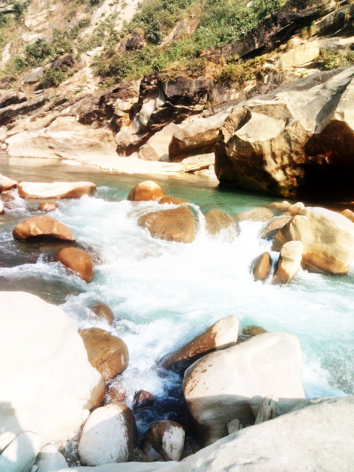 Natural river and hill
