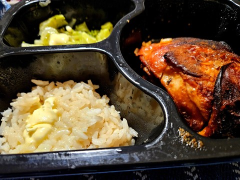 Honey Chicken, Lemon Rice, and Broccoli Cuts