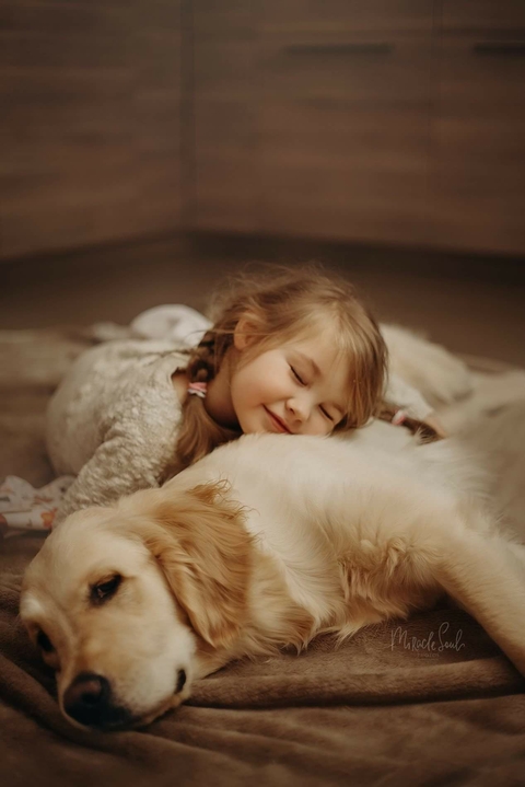 Sweet girl with her favourite pet.