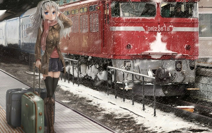 girl and train