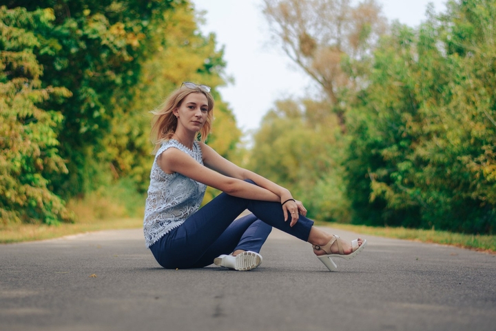 Road with girl