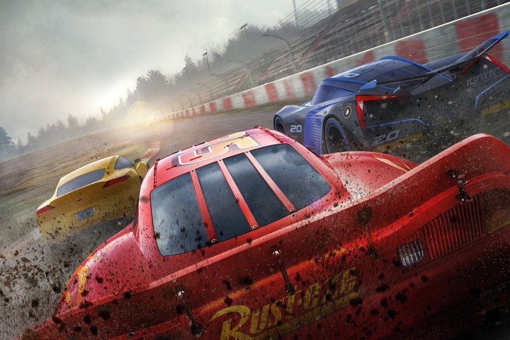 Racing With Lightning McQueen,Cruz Ramirez And Jackson Storm