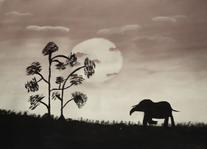 My painting with black and white filter