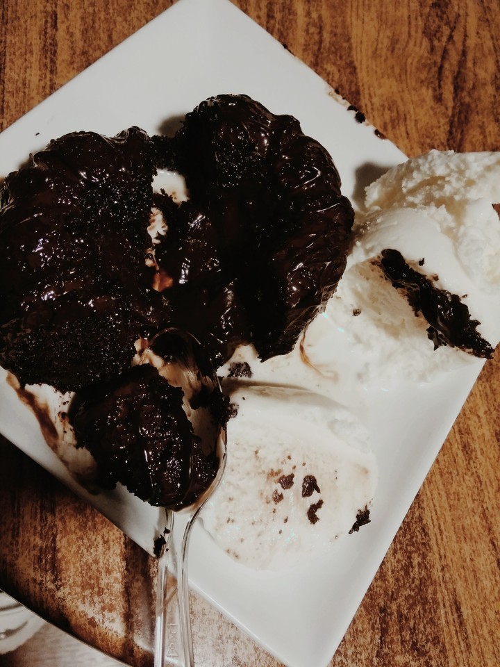 #lava_cake with #vanilla_ice_cream