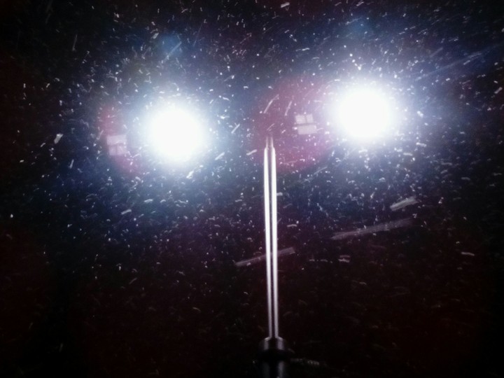 snow in the lights
