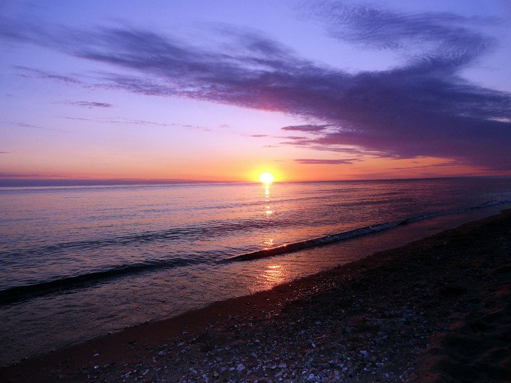 sunset lake michigan