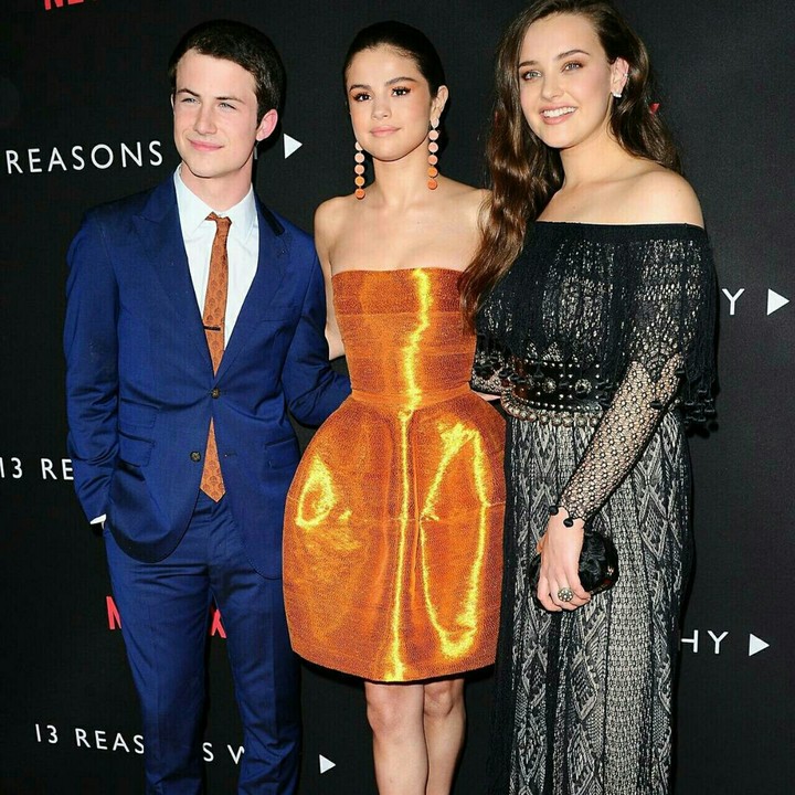 Selena gomez with Katherine Langford and Dylan Minette