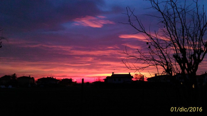 red sunset in countryside