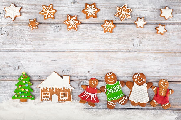 gingerbread family in the snow