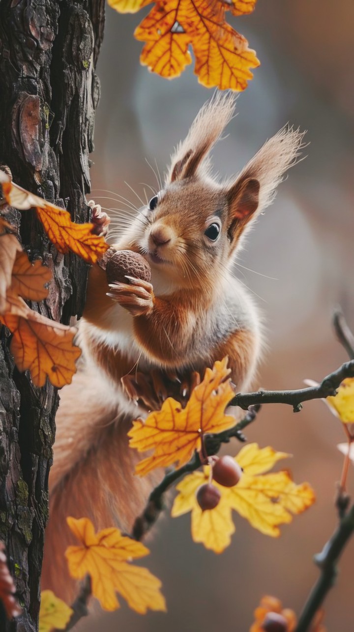 SQUIRREL WITH AN ACORN
